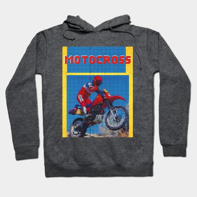 1980's Motocross Pixel Shirt Hoodie by TommySniderArt